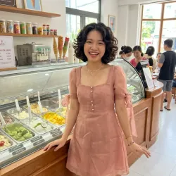 Váy nữ vải hơi phi bóng, size M