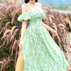 Đầm hoa màu xanh chưa mặc, hoa vàng đã mặc 1,2 lần còn mới không lỗi  549926