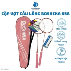 Cặp Vợt Cầu Lông BOSHIKA 658 Chất Liệu Hợp Kim Nhẹ Bền, Tay Cầm Chống Trượt Cao Cấp 406586