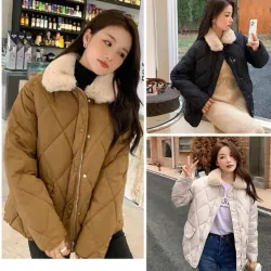 Áo phao trần lông cừu khuy ngoài freesize  780137