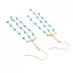 K18YG Bông tai ngọc lam - Hàng hiệu Authentic 871891