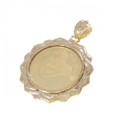 K18YG(枠) Đồng xu mặt dây chuyền - Hàng hiệu Authentic