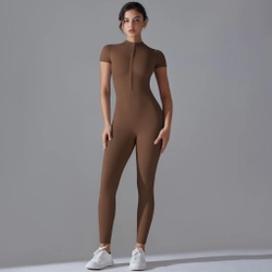 Đồ thể thao cao cấp co giãn & thoáng khí tập Yoga, Zumba, Gym (Size M) - Màu nâu