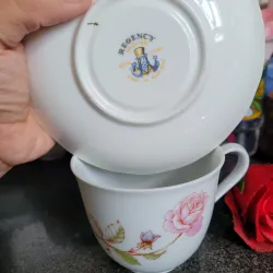 Ấm chén sứ cao cấp Regent English họa tiết hoa hồng và logo 1025525