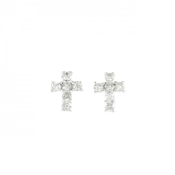 K18WG Bông tai kim cương chéo 0.24CT - Hàng hiệu Chính hãng