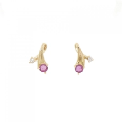 K18YG Bông tai Ruby - Hàng hiệu Chính hãng