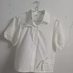 ÁO CROPTOP SƠ MI KIỂU NỮ - TRẮNG