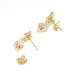 K18YG Ruy băng × Trái tim Ruby Bông tai - Hàng hiệu Chính hãng 871761