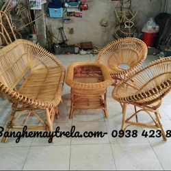Bộ bàn ghế sen tròn mây tự nhiên 466184