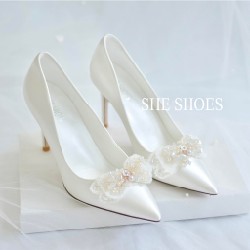 Giày cưới ♥️size 37♥️ Giày cao gót trắng cô dâu cao cấp, độc quyền bởi SHE SHOES  47689