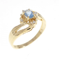 K18YG Nhẫn Aquamarine - Hàng hiệu Chính hãng