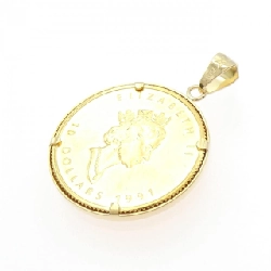 K18YG(枠) Đồng xu Mặt dây chuyền - Hàng hiệu Authentic 870142