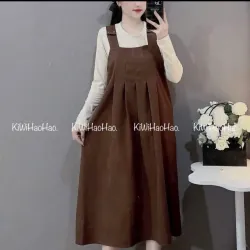 Trang phục thời trang nữ váy sơ mi, đầm phối áo đen, váy dài 973736