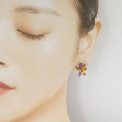 K18YG Đá màu Bông tai - Hàng hiệu Chính hãng 864715