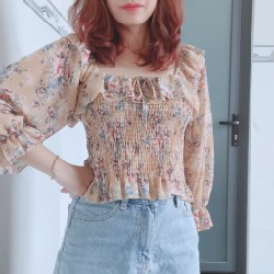 Áo hoa chiffon tay phồng siu xinh 15419