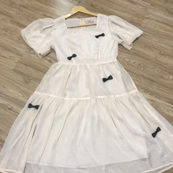 Đầm voan 2 lớp màu be size M
