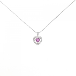 K18WG Dây chuyền hình trái tim Ruby 0.18CT - Hàng hiệu Chính hãng