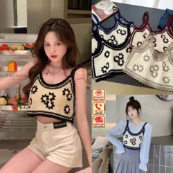 ÁO HAI DÂY ĐI BIỂN HỌA TIẾT HOA - VIỀN ĐEN 739059