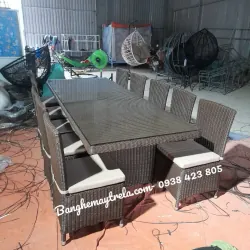 Bàn ghế ăn đan dây nhựa 576699