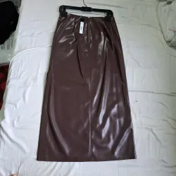 Chân váy da nappa cao cấp,  dài và xẻ bên hông, size L 750528