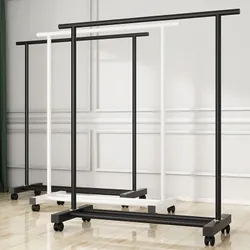 Giá Kệ Treo Quần Áo  Đơn Giản Khung Thép Phi 22 Sơn Tĩnh Điện Kèm Bánh Xe Di Chuyển 360