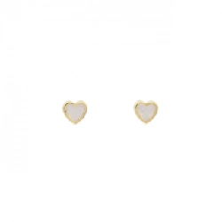 Bông tai Mẹ ngọc trai 750YG/K18YG hình trái tim - Hàng hiệu Authentic