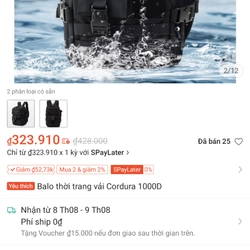 Balo tatical vải cordura 1000D