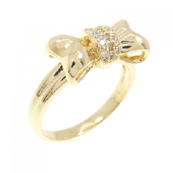 Nhẫn kim cương K18YG hình ruy băng 0.09CT