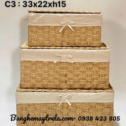 Giỏ đựng đồ chữ nhật mây tre đan 459833
