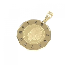K18YG(枠) Đồng xu mặt dây chuyền - Hàng hiệu Authentic