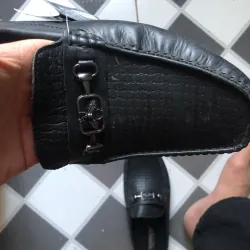 Giày lười nam đế thấp chất liệu da nhân tạo màu đen 714327