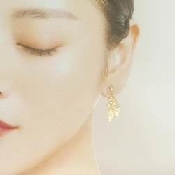 K18YG Bông tai lá - Hàng hiệu Chính hãng 870083