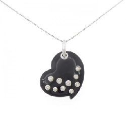 K18WG Dây chuyền hình trái tim Onyx - Hàng hiệu Chính hãng