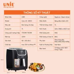 Nồi chiên UNIE US6800 – 7L tiện lợi, chiên nướng hấp chỉ với 1 nút chạm 573028