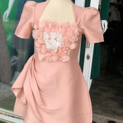 Chiếc váy hồng pastel đính hoa 3D xinh xắn  503159