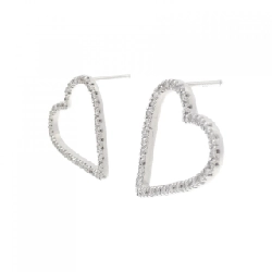 Bông tai kim cương hình trái tim 750WG/K18WG - Hàng hiệu Authentic 870885