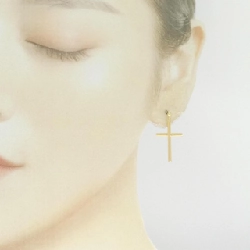 K18YG Khuyên tai hình chữ thập - Hàng hiệu Chính hãng 871412