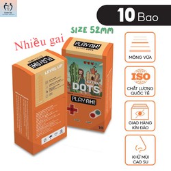 Bao Cao Su PlayAh Extra Dots Thêm Gai Hộp 10 size 52mm nhiều gai