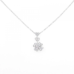 K18WG Mặt Dây Chuyền Hình Trái Tim × Cỏ Ba Lá Đính Kim Cương 0.53CT - Hàng hiệu Chính Hãng