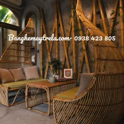 Bàn ghế mây tự nhiên cho spa 693793