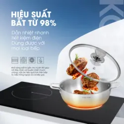 Nồi inox liền khối cao cấp đa năng KALITE KCP2602 – Size 26cm, hiệu suất bắt từ 98%, mới 706241