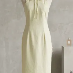 Váy Yếm Cổ Nơ Thanh Lịch - Sắc Xanh Cốm Nhẹ Nhàng 1010862