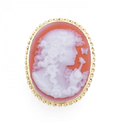 K18YG Mặt đá cam kết - Hàng hiệu Authentic