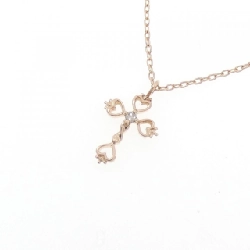 K10PG Vòng cổ kim cương chéo - Hàng hiệu Authentic 863597