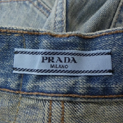 Quần short denim nhuộm trắng PRADA GFP535 SUOO 1703 647935