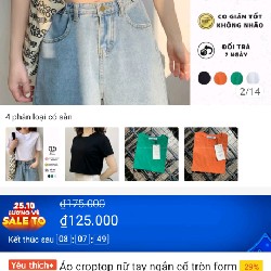 Áo croptop cổ tròn mới 3 áo màu trắng  19302