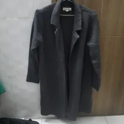 Áo khoác len dài đến gối size L. Màu xsm đen 754990