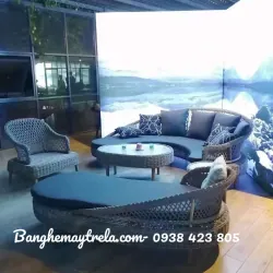Ghế sofa ngoài trời mây nhựa 735478