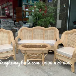 Bộ bàn ghế sofa mây kết hợp lưới mắt cáo 659506