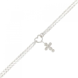 Ponte Vecchio Heart × Cross Diamond Bracelet 0.12CT 666550